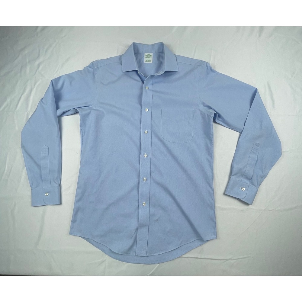Brooks Brothers Milano Fit Blue Micro Check Non-Iron Supima Cotton Shirt 15.5 34
